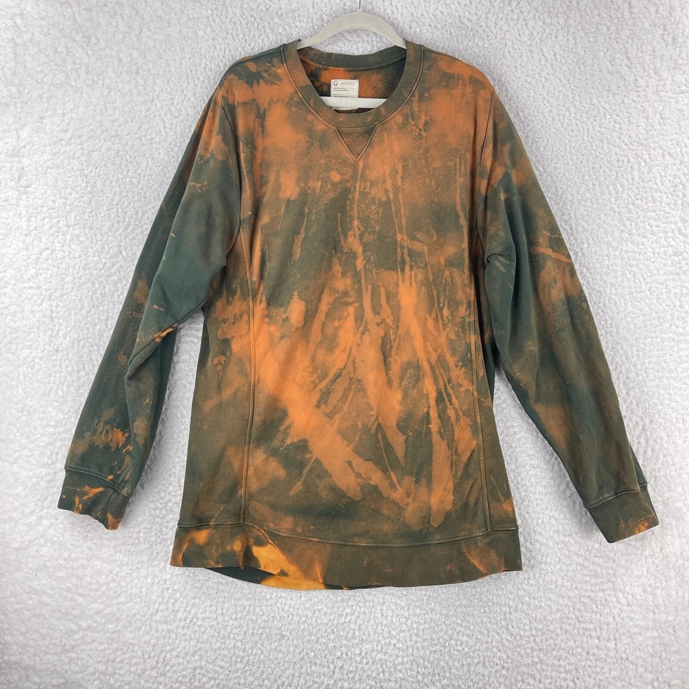 For Days Green Orange Tie Dye Pullover Sweater Womens Crew Neck LS‎ Size XL